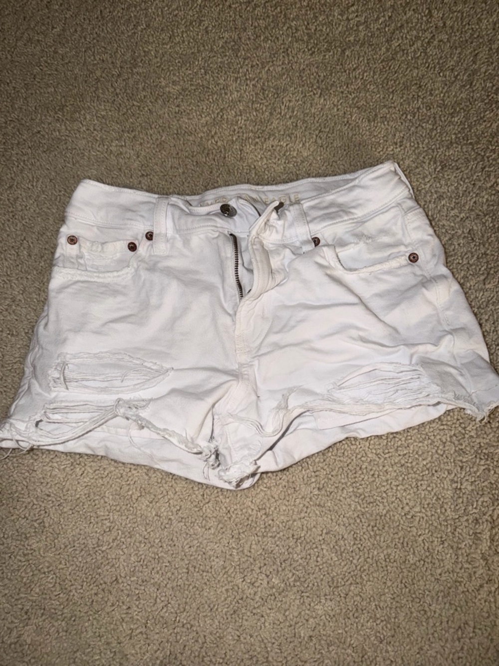 White Distressed Women's Denim Shorts American Eagle